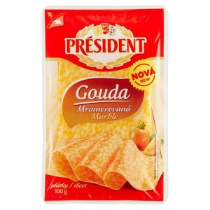 Gouda plátky mramorované 100g Président (124103.05)